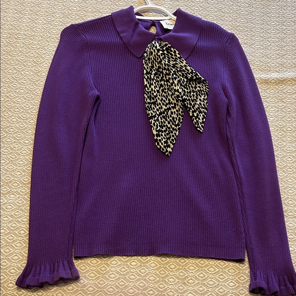 Purple Top with Leopard Accent